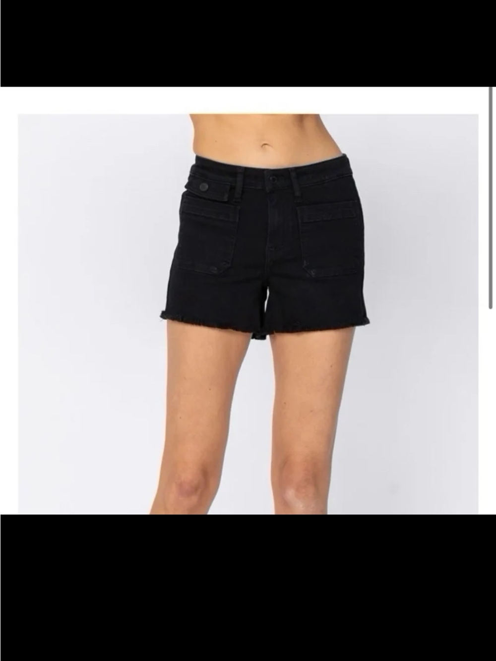 NWT JUDY BLUE CARGO PATCH POCKET SHORTS - BLACK Size 1X - Picture 2 of 12